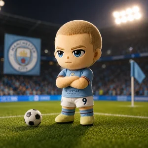 Erling Haaland Buzz Cut Manchester City Chibi Plush Doll 2026