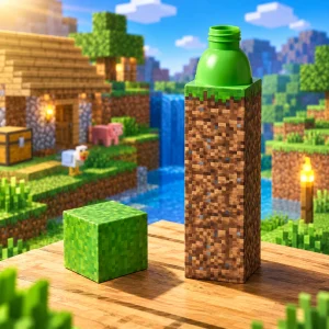 Minecraft Earth Block Grass Detail Break-Resistant Water Bottle
